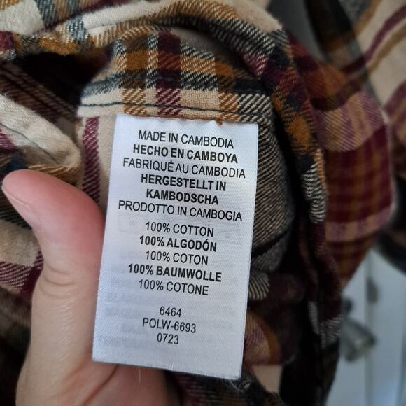 Legendary Whitetails Brown Plaid Long Sleeve Button Down Men's Larege - Picture 5 of 6